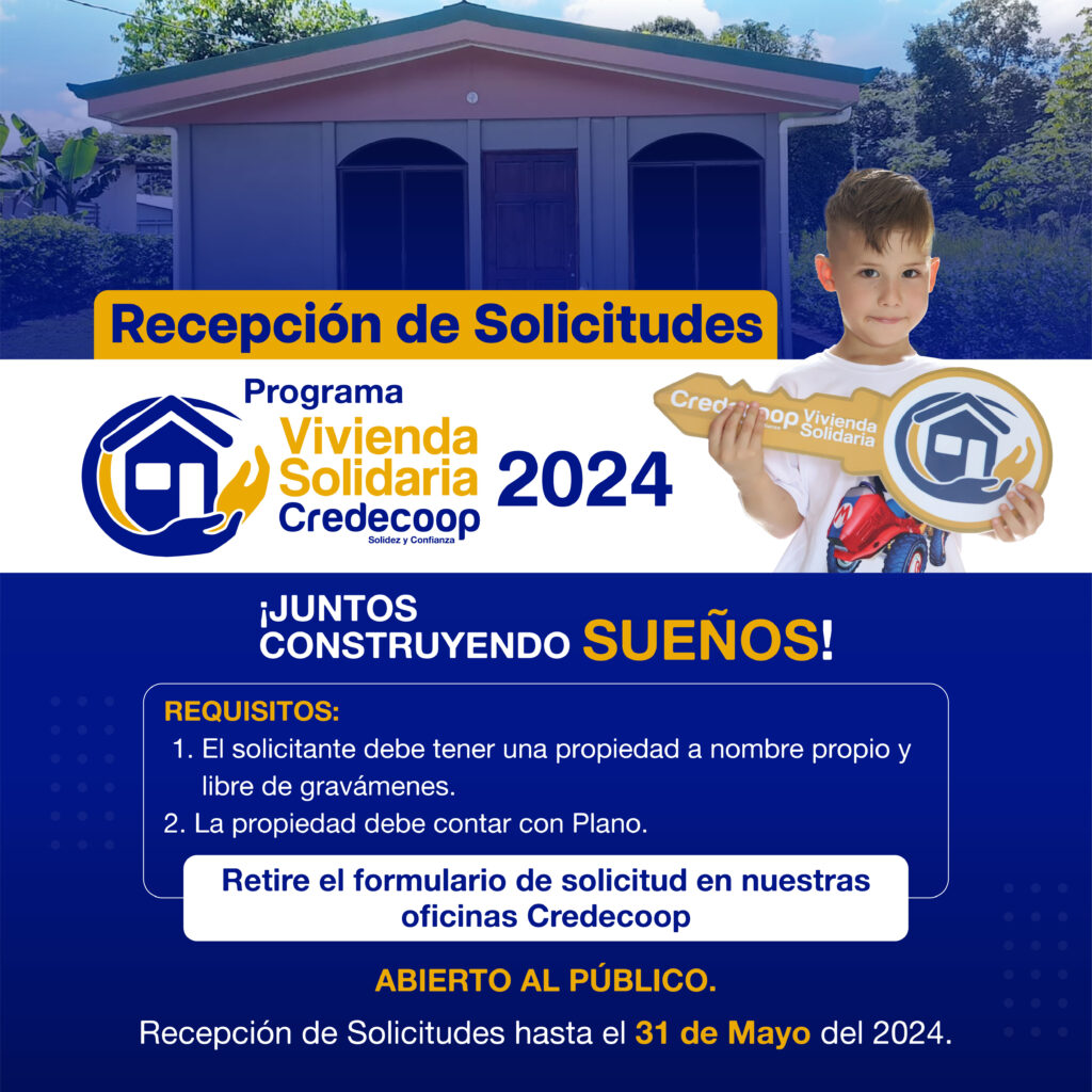 ¡Atención! Programa Vivienda Solidaria de Credecoop inicia recepción de solicitudes