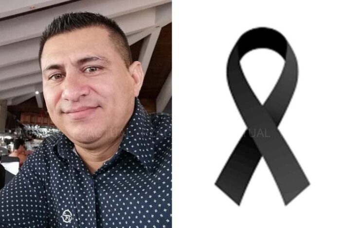 Fotografía de Randall Padilla y lazo de luto.