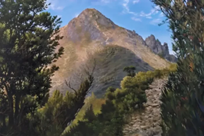 Imagen muestra pintura del Cerro Chirripó