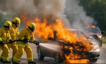 Vehículo quemándose